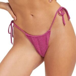 Good American Sparkle Tiny Ties Metallic Hot Pink Bikini Bottoms Women's 4X Plus
